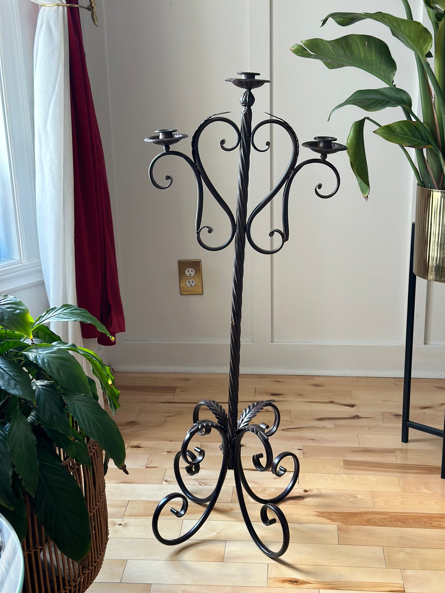 Medieval Style Vintage Twisted Wrought Iron Candelabra