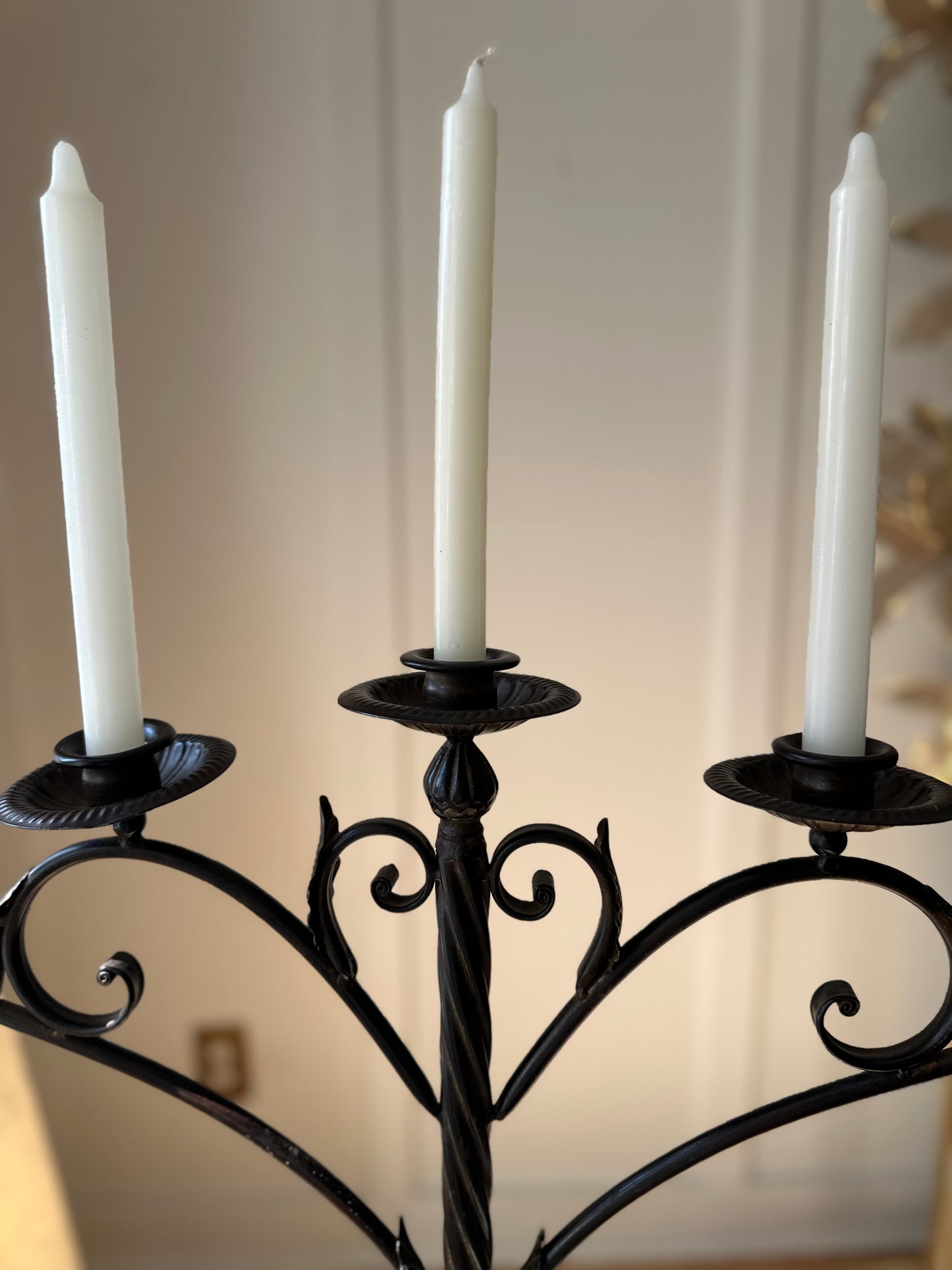 Medieval Style Twisted Wrought Iron 5 Head Table Candelabra