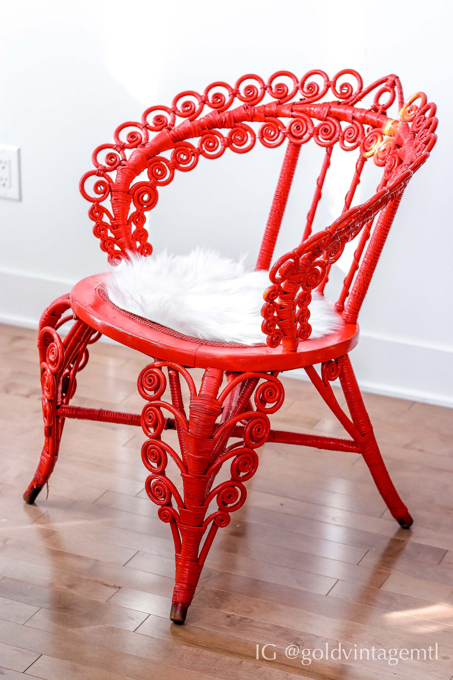 Vintage Red Rattan Chair 1950’s