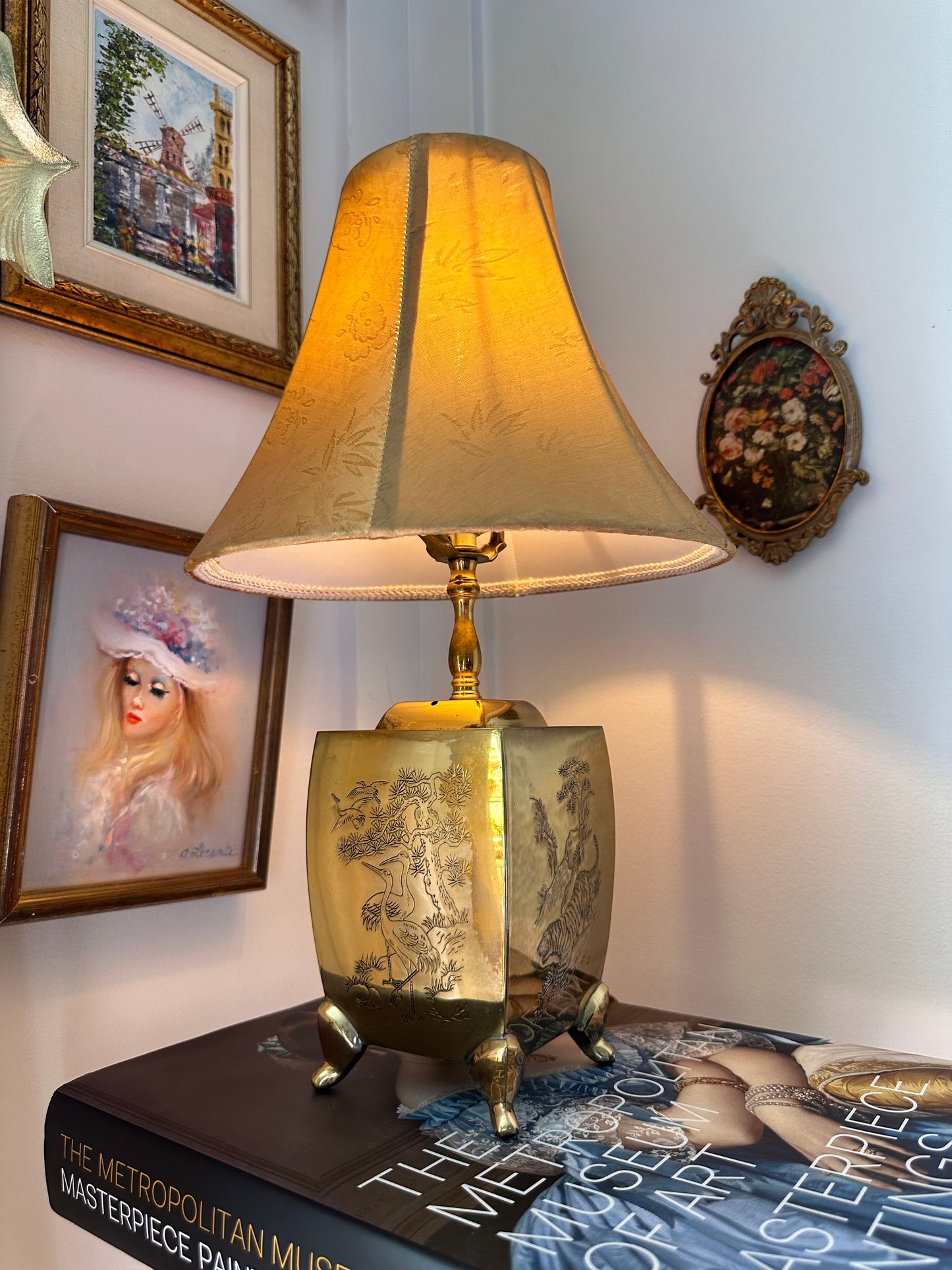 Vintage Brass Chinoiserie Gold Lamp