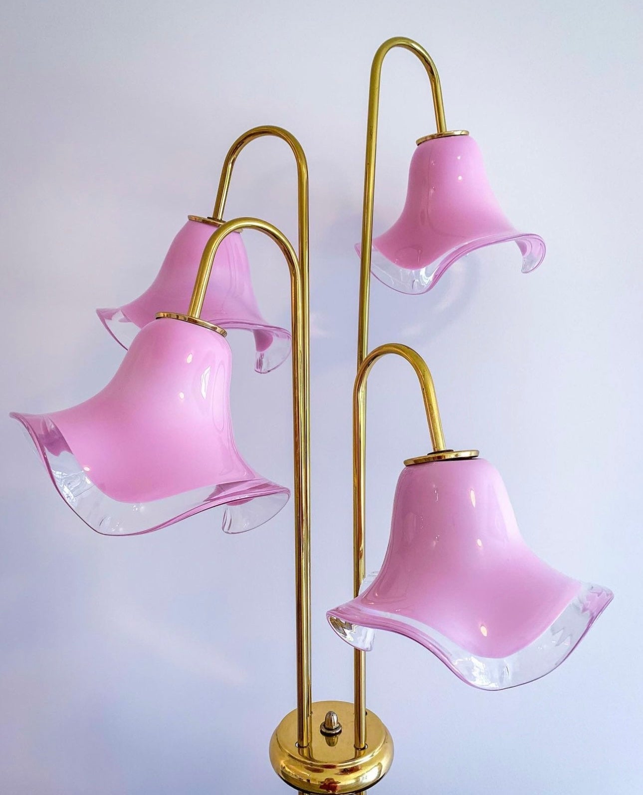 Vintage Pink Murano Vetri Flowers Table Lamp