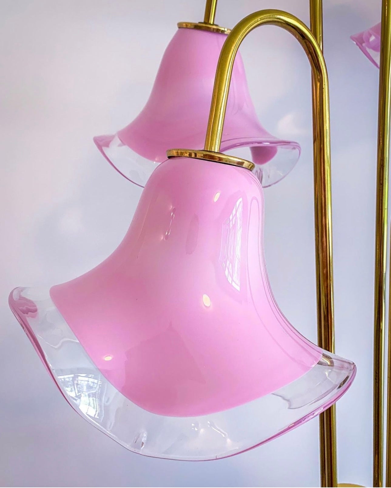 Vintage Pink Murano Vetri Flowers Table Lamp