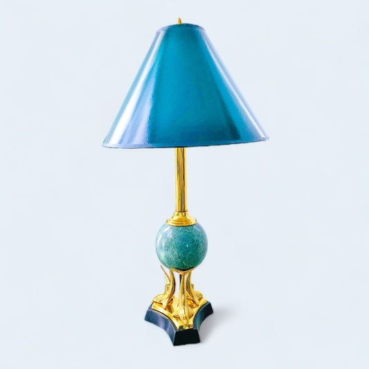 Vintage Brass Dolphin Base Table Lamp