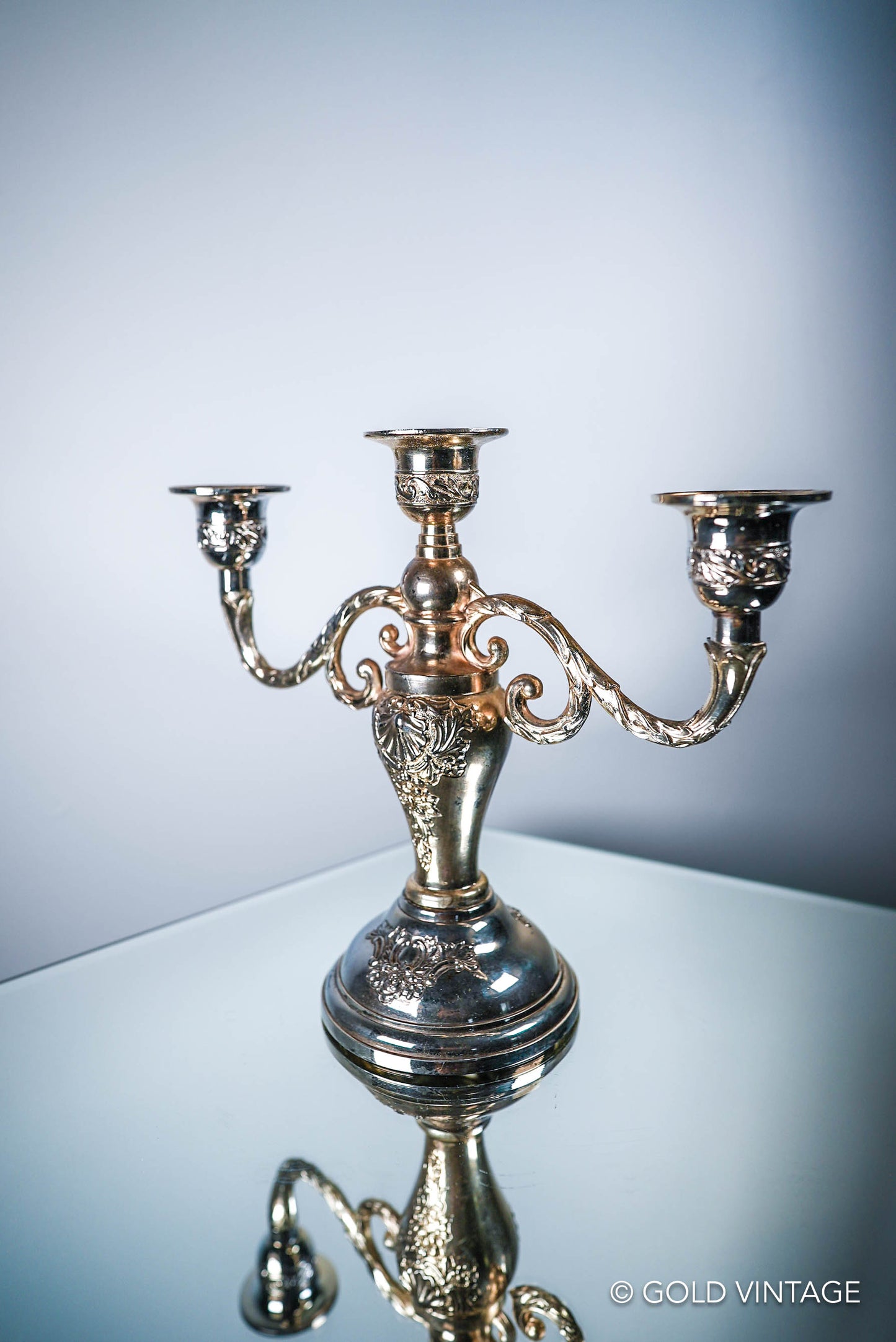 Vintage Silver 3 Branch Condisco E.P. Antimony Candelabra / Candlestick Candle Holder