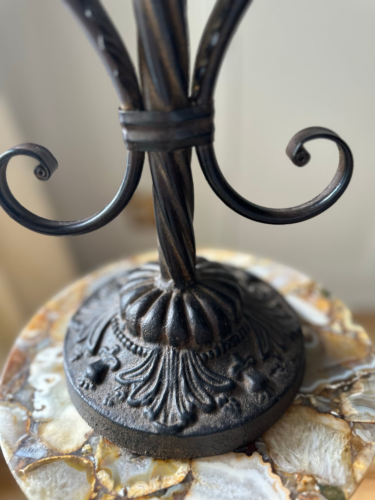 Medieval Style Twisted Wrought Iron 5 Head Table Candelabra