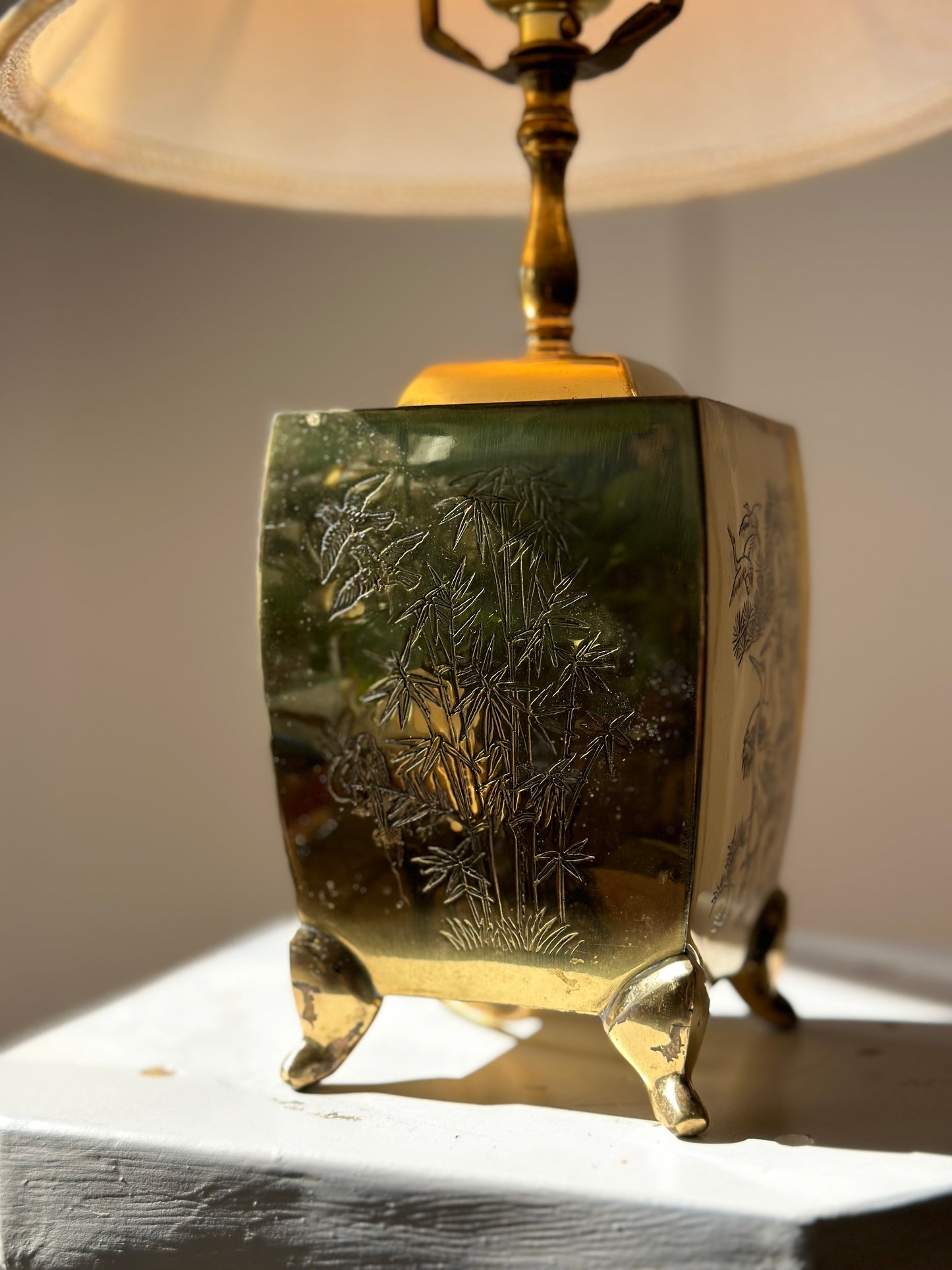 Vintage Brass Chinoiserie Gold Lamp