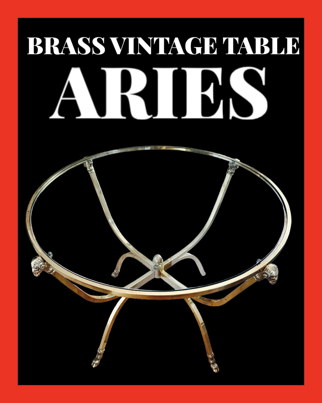 Luxury Aries Head Vintage Heavy Brass Coffee Table