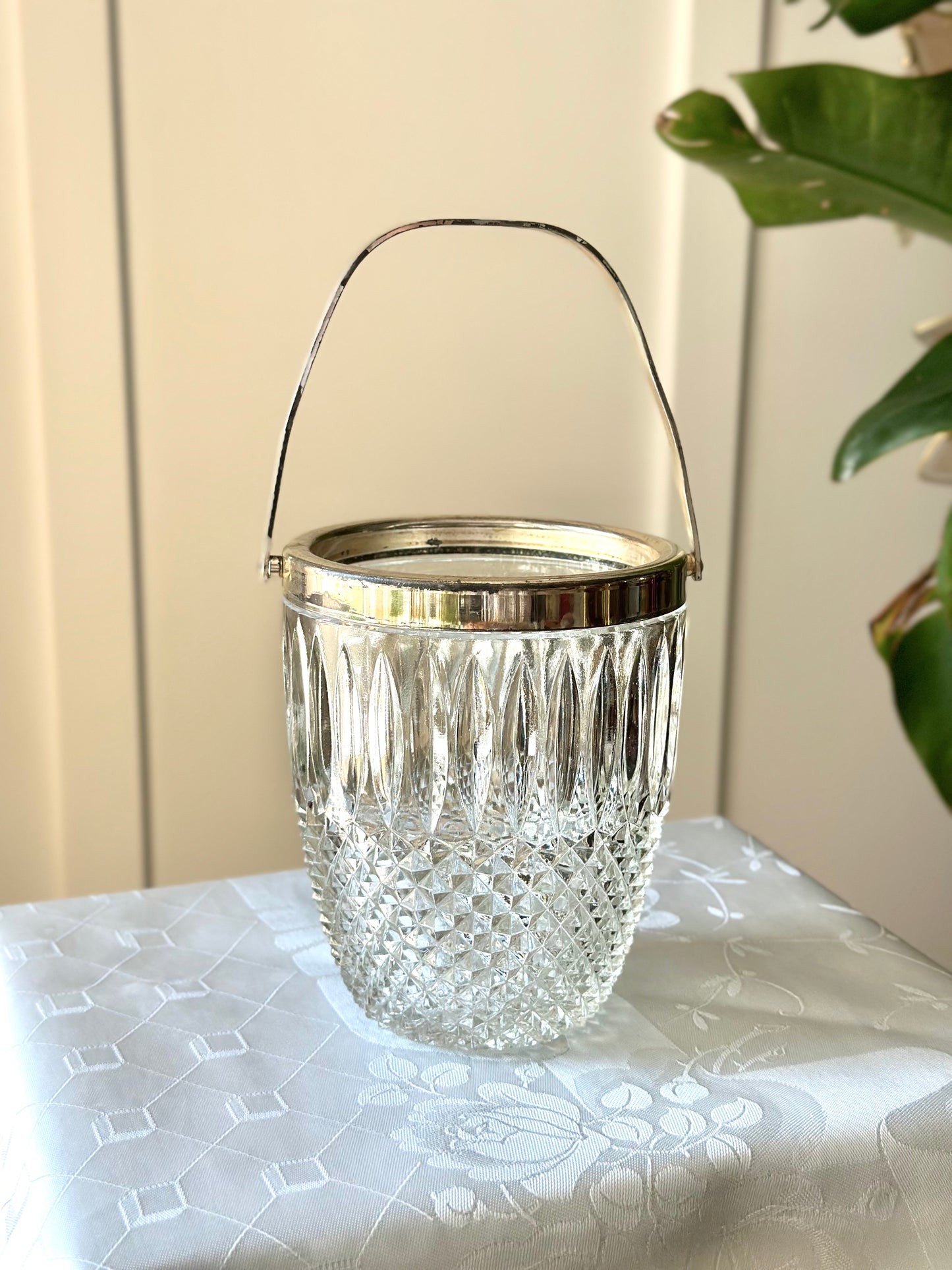 Vintage Crystal Art Deco Small Ice Bucket