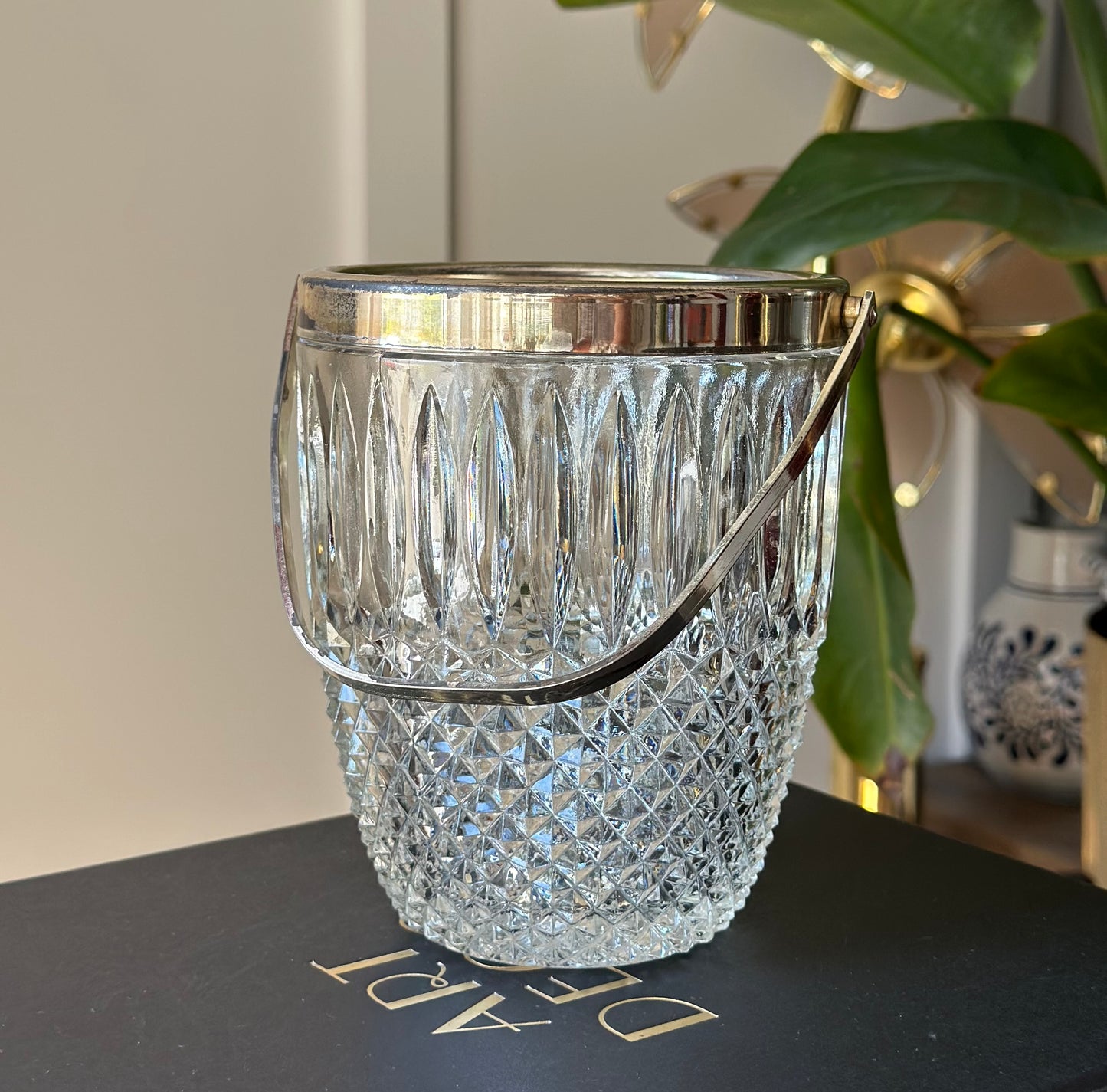 Vintage Crystal Art Deco Small Ice Bucket