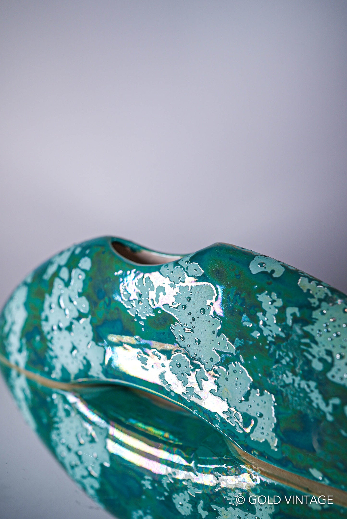 Art Deco Turquoise Vase with Wet Texture 1993