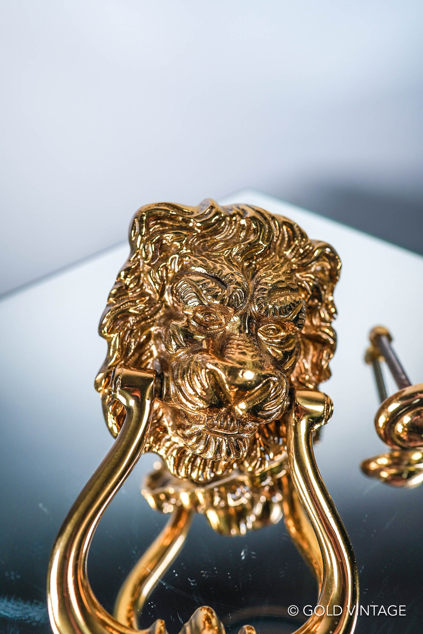 Gold Vintage Brass Lion Head Door Knocker Valsan