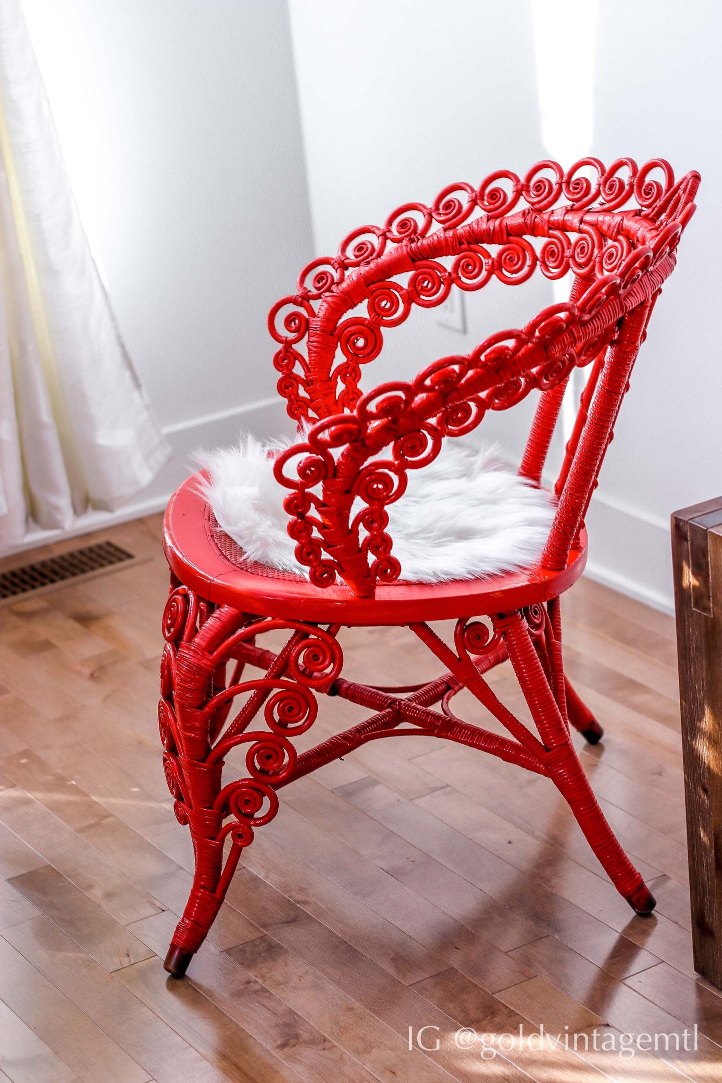 Vintage Red Rattan Chair 1950’s