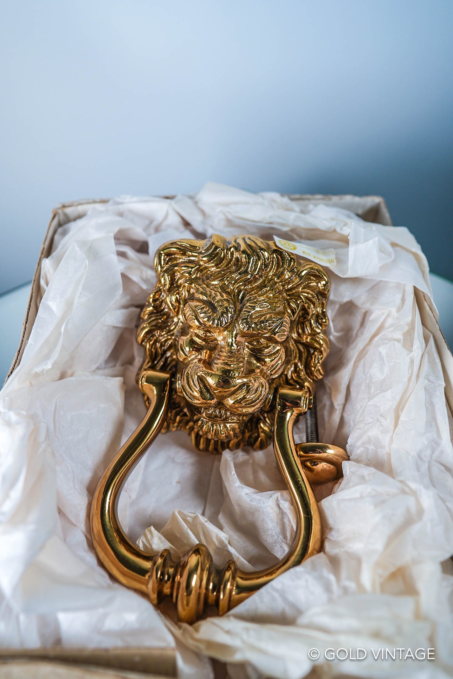 Gold Vintage Brass Lion Head Door Knocker Valsan