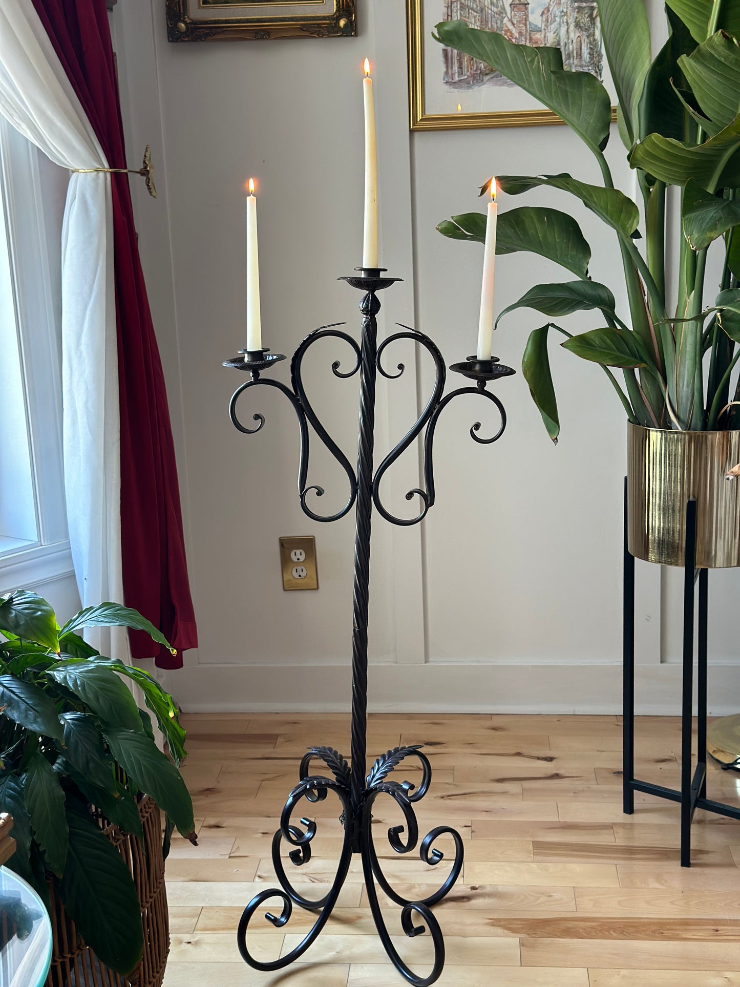 Medieval Style Vintage Twisted Wrought Iron Candelabra