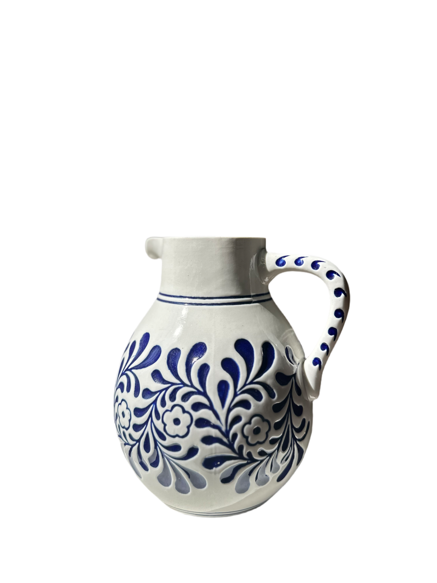 Brazilian Vintage Ceramic Water Pitcher Blue & White