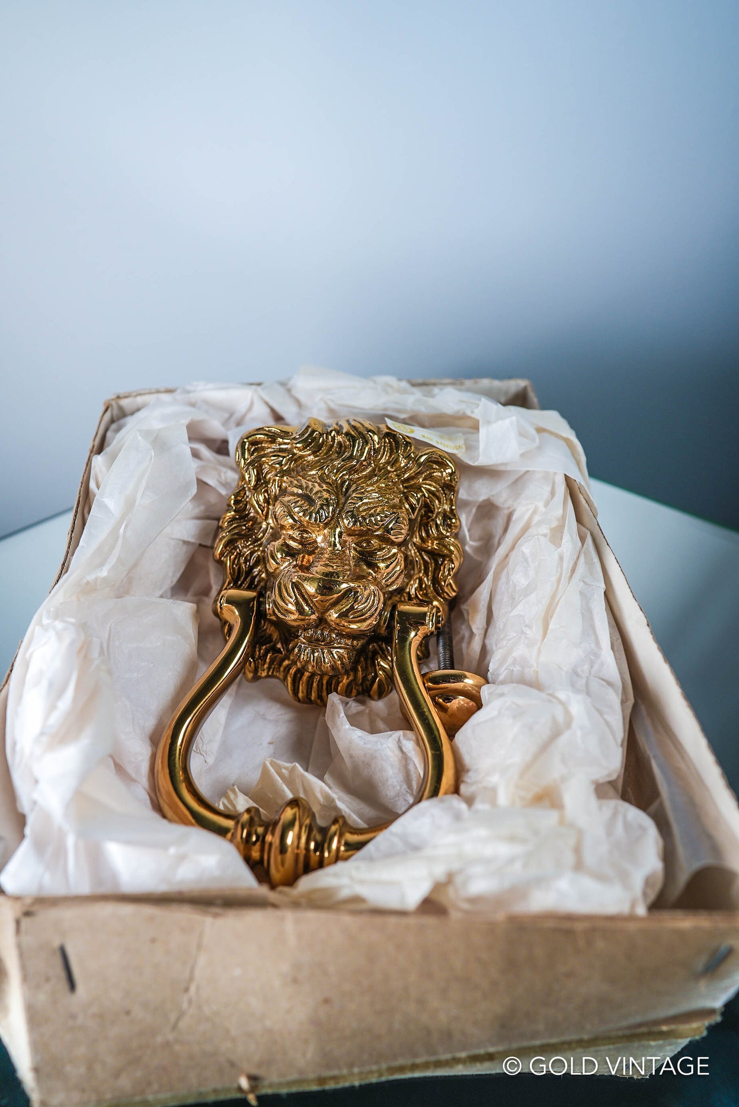 Gold Vintage Brass Lion Head Door Knocker Valsan