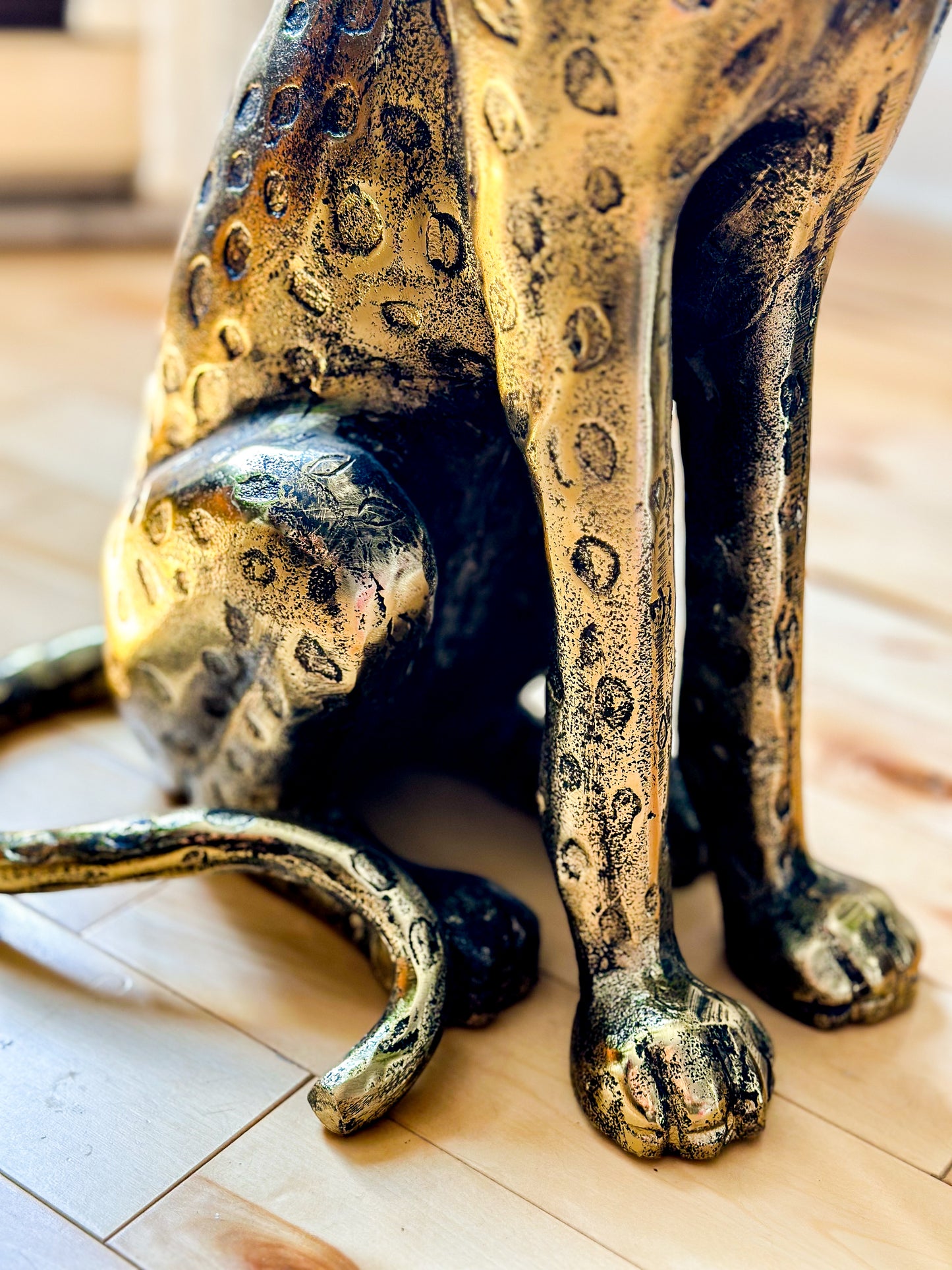 Leopard Brass Glass Top Eclectic Style Coffee Table