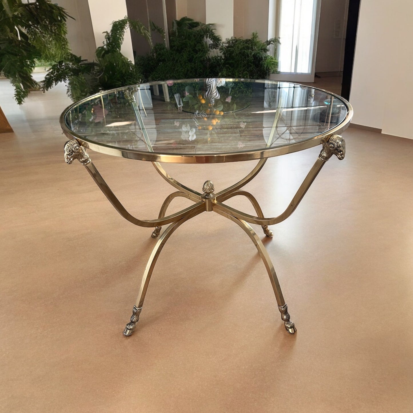 Luxury Aries Head Vintage Heavy Brass Coffee Table