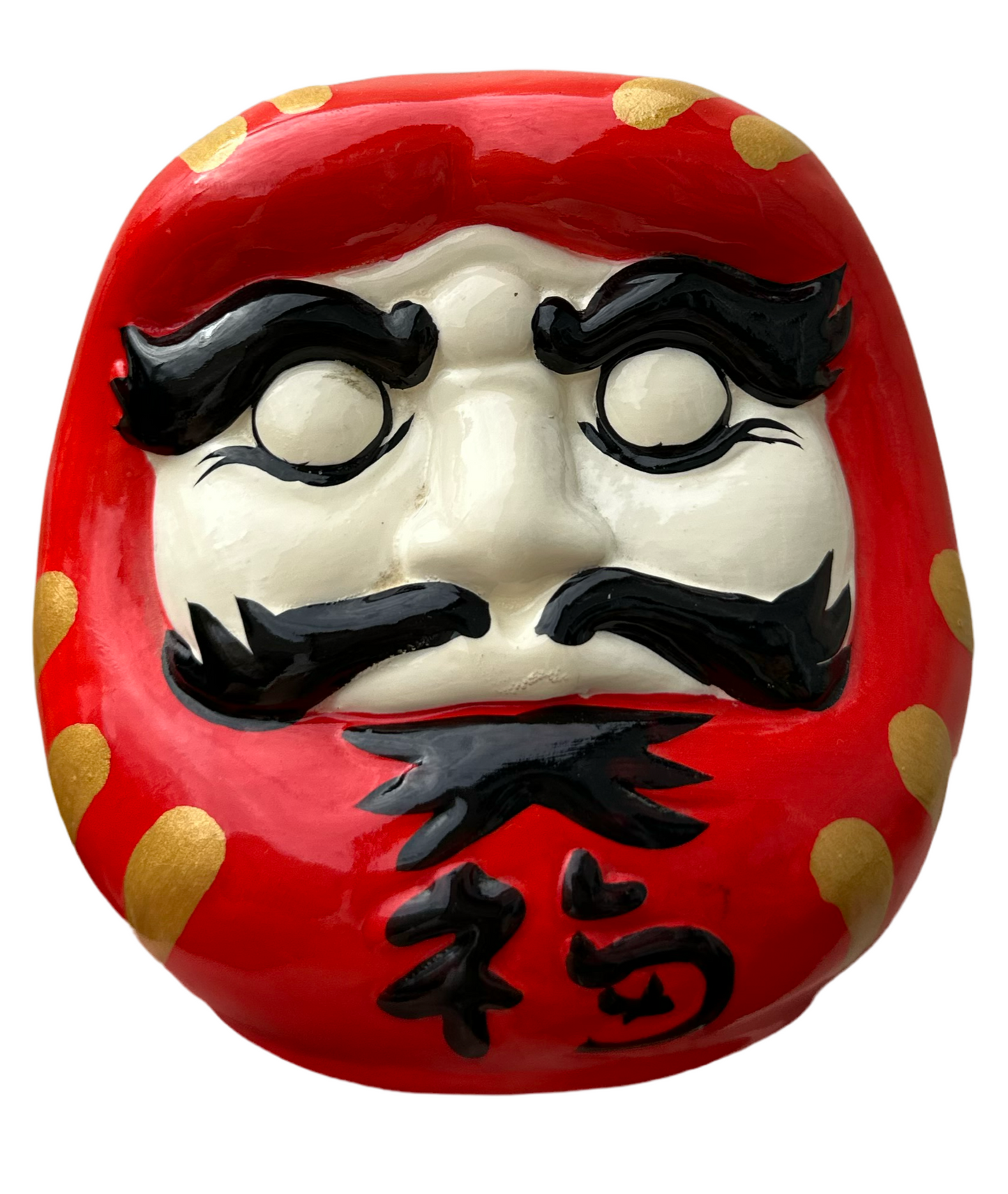 Vintage Japanese Daruma Ceramic Red Figurine