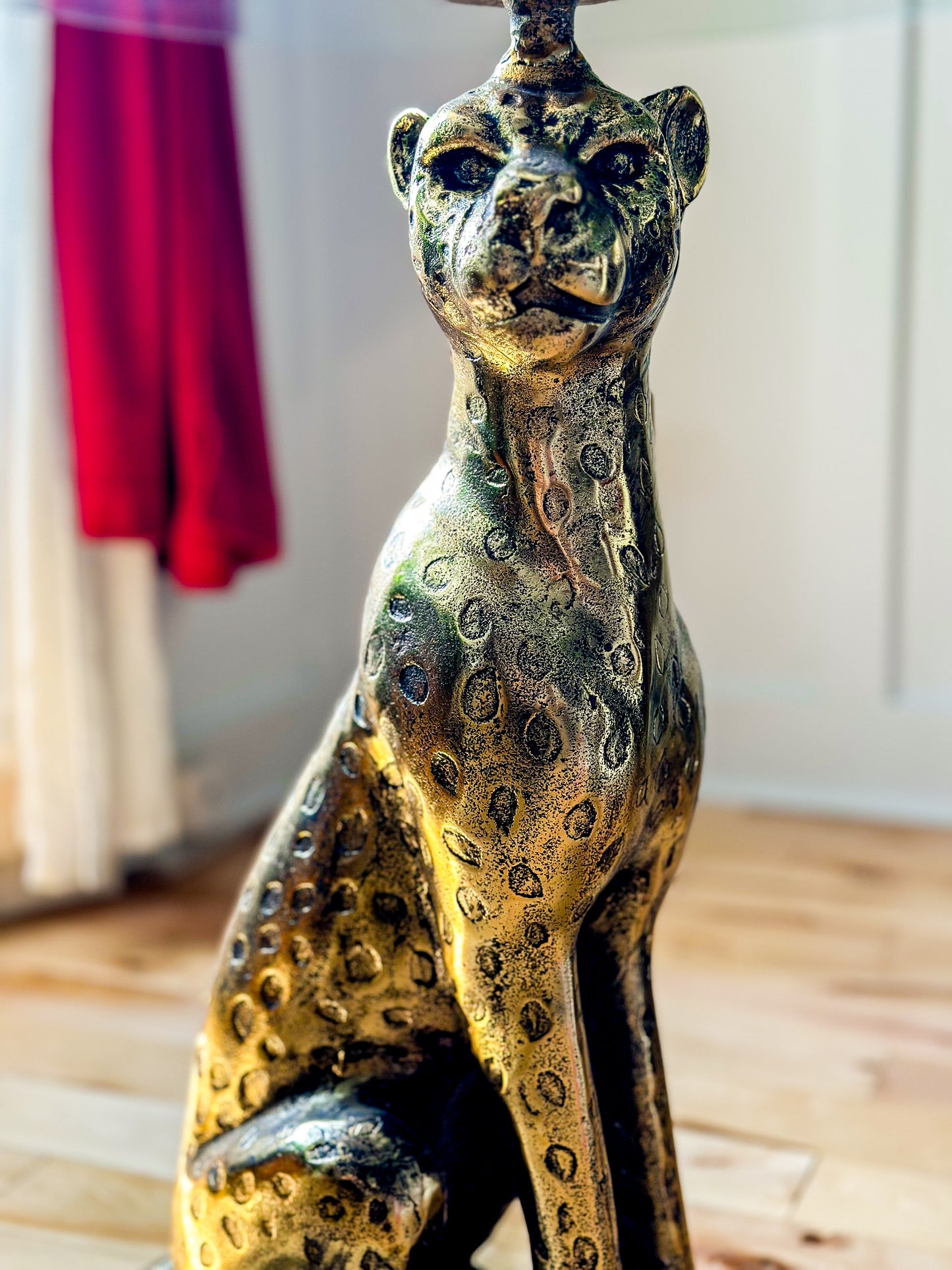 Leopard Brass Glass Top Eclectic Style Coffee Table