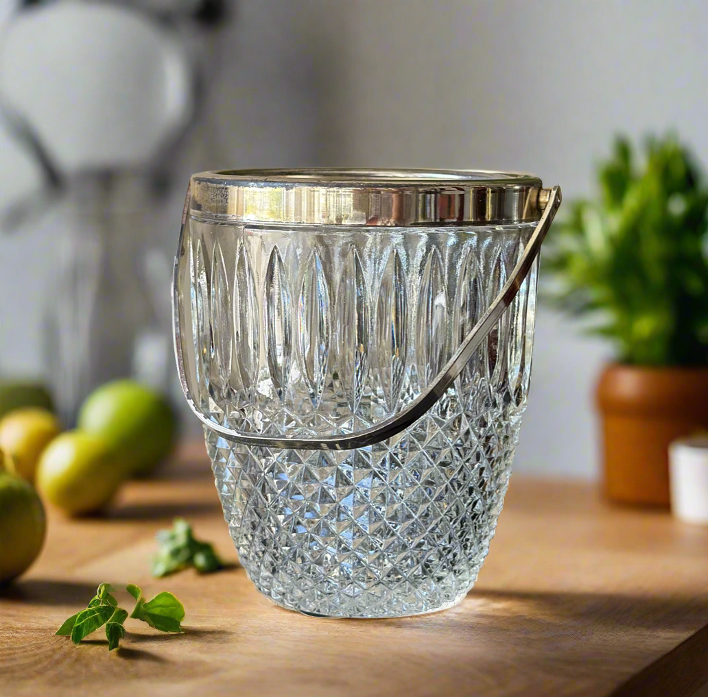 Vintage Crystal Art Deco Small Ice Bucket