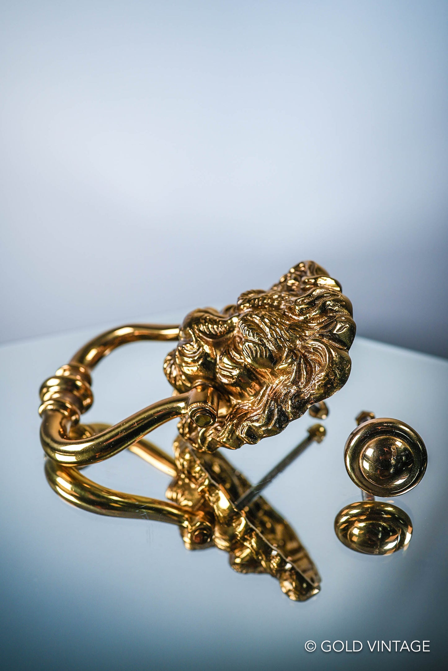 Gold Vintage Brass Lion Head Door Knocker Valsan