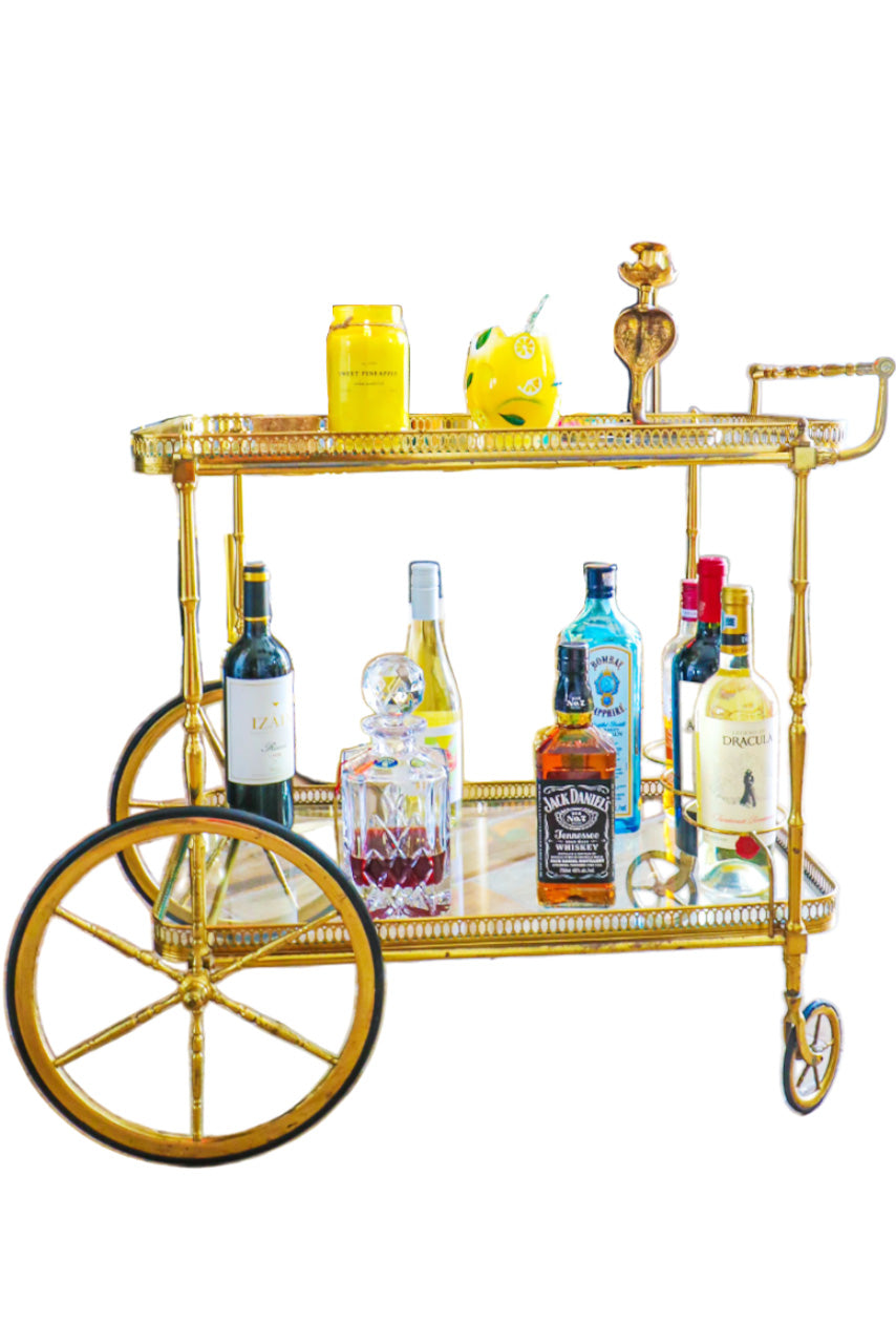 1970's Italian Gold Vintage Bar Cart