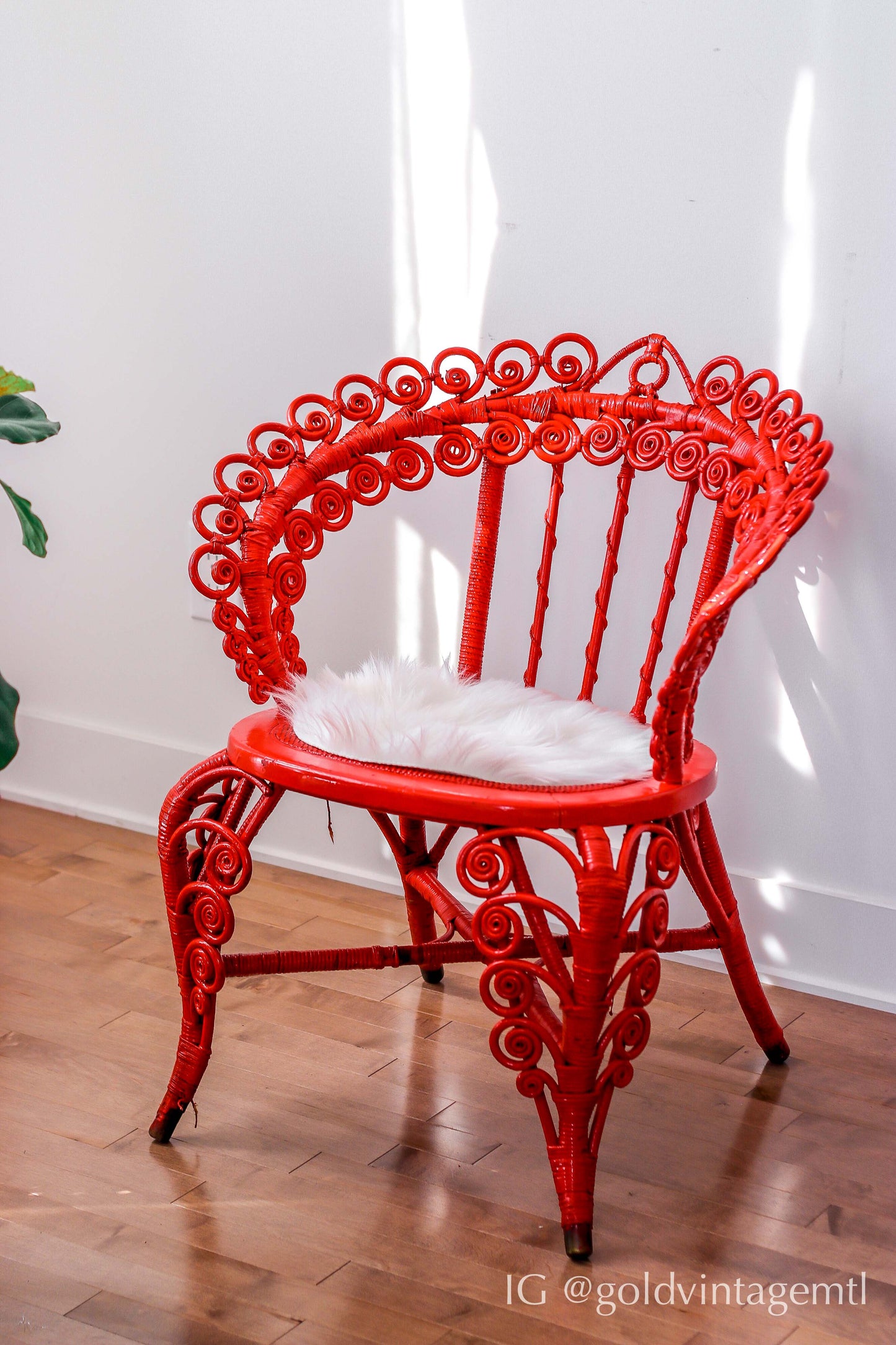 Vintage Red Rattan Chair 1950’s