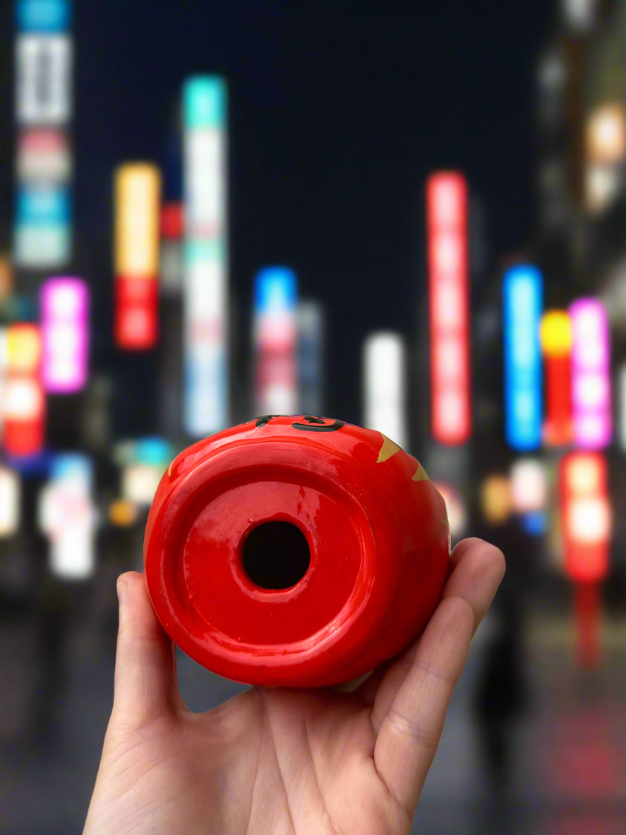 Vintage Japanese Daruma Ceramic Red Figurine