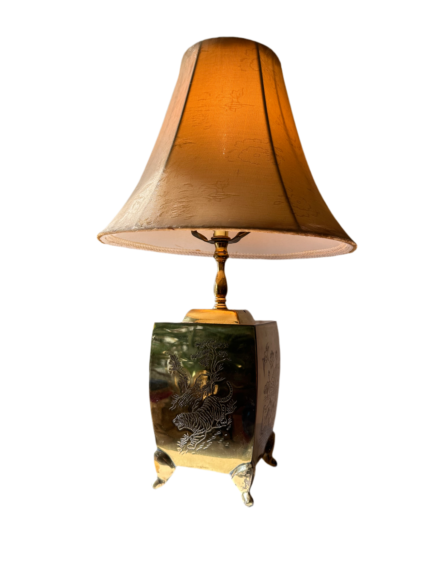 Vintage Brass Chinoiserie Gold Lamp