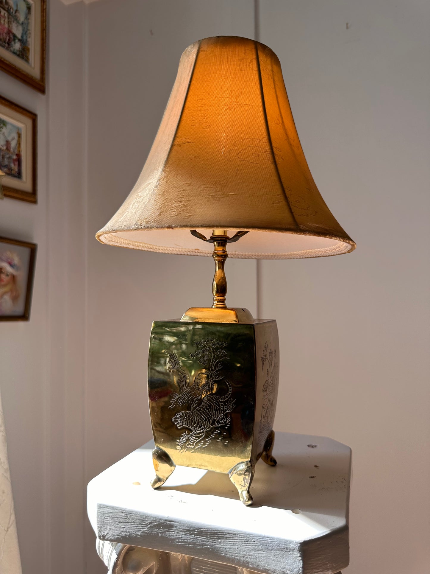 Vintage Brass Chinoiserie Gold Lamp