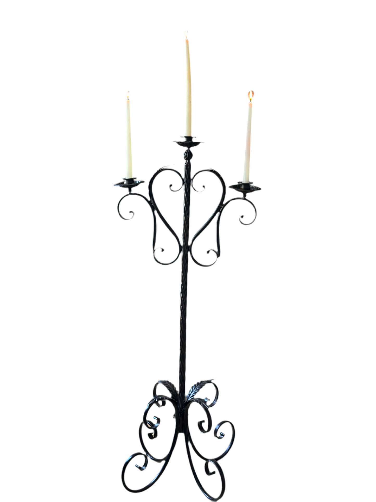 Medieval Style Vintage Twisted Wrought Iron Candelabra