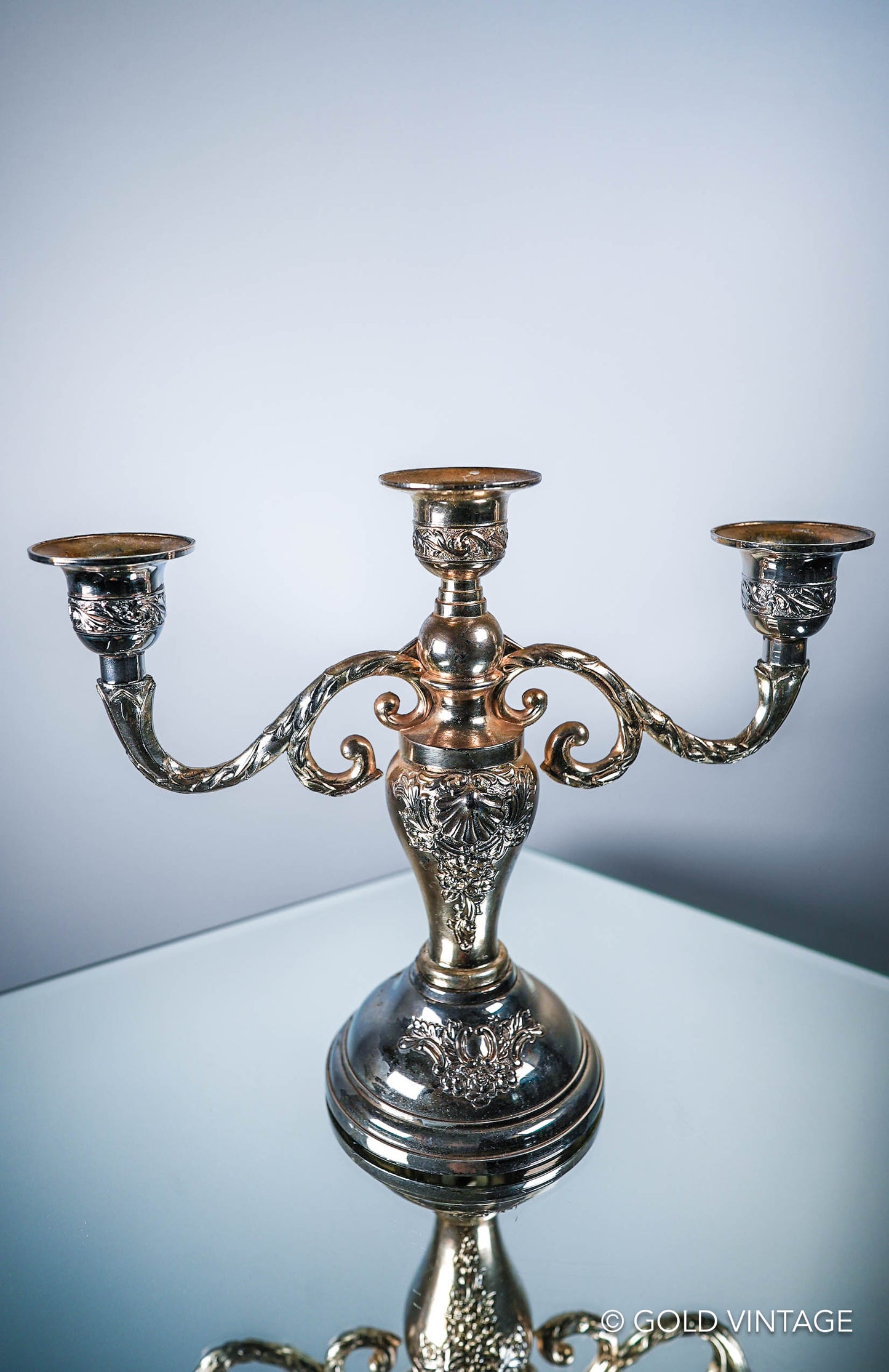 Vintage Silver 3 Branch Condisco E.P. Antimony Candelabra / Candlestick Candle Holder