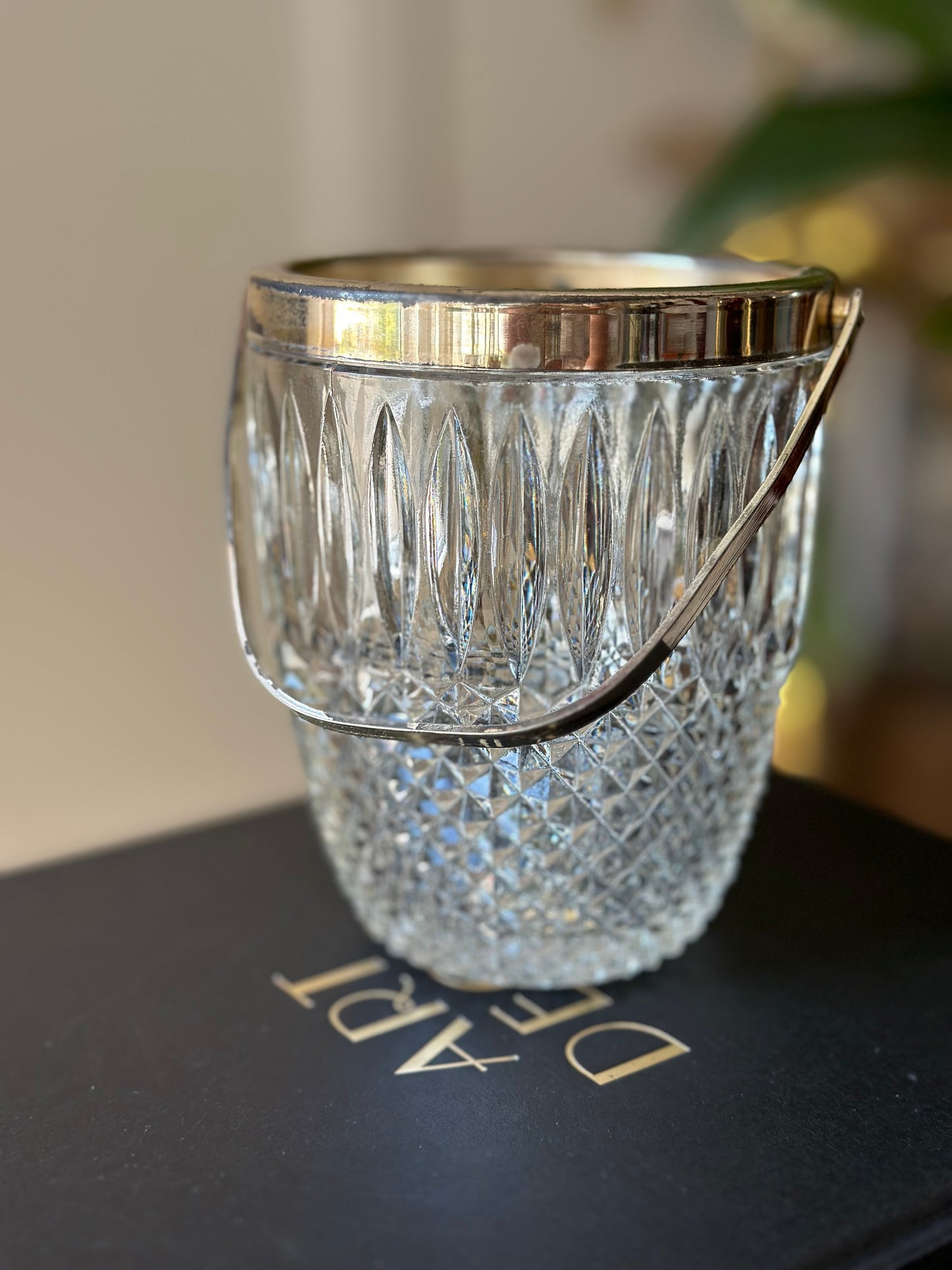 Vintage Crystal Art Deco Small Ice Bucket