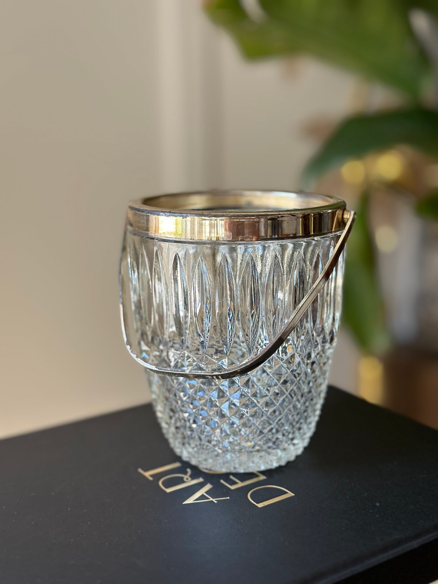 Vintage Crystal Art Deco Small Ice Bucket