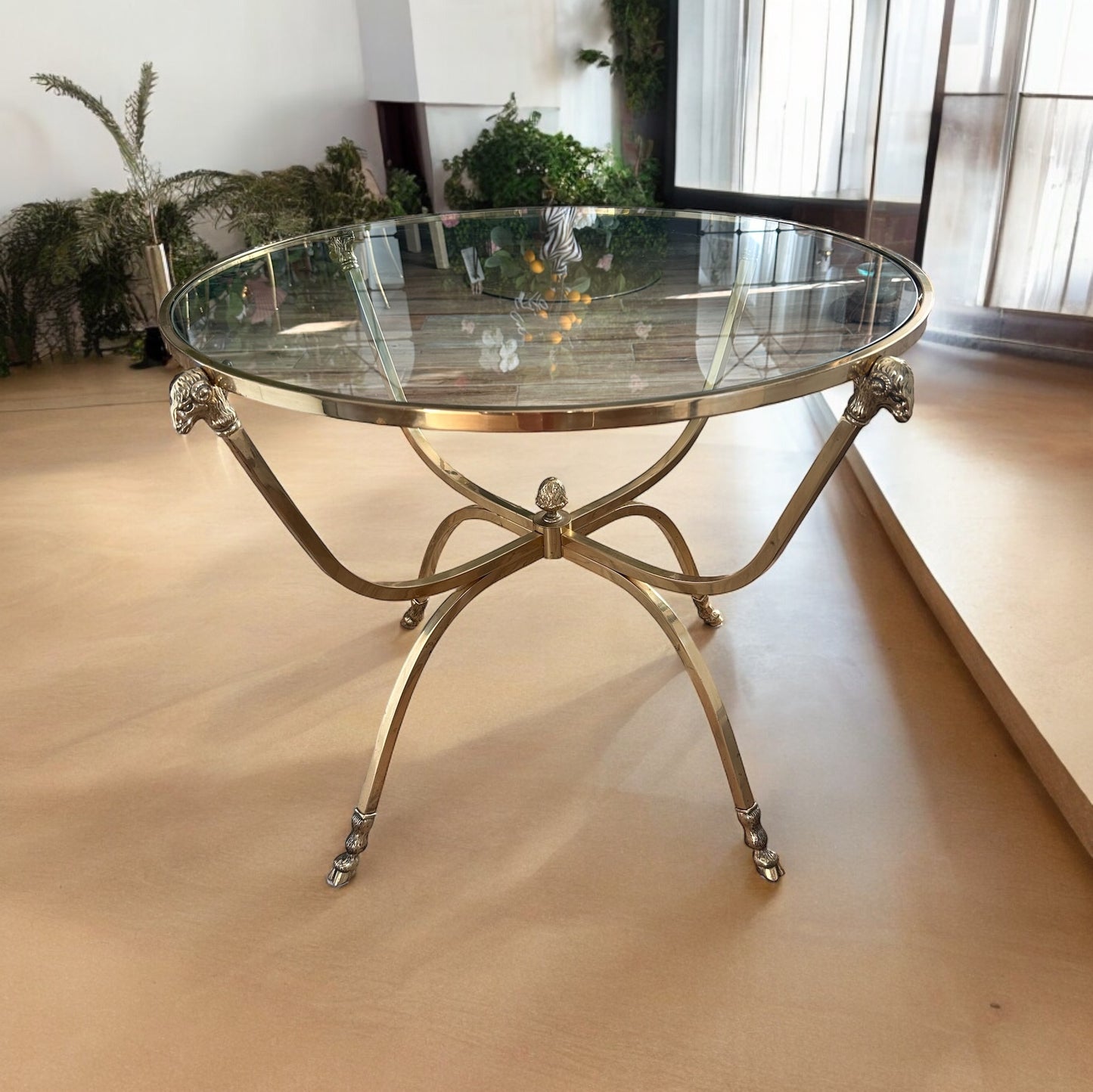 Luxury Aries Head Vintage Heavy Brass Coffee Table