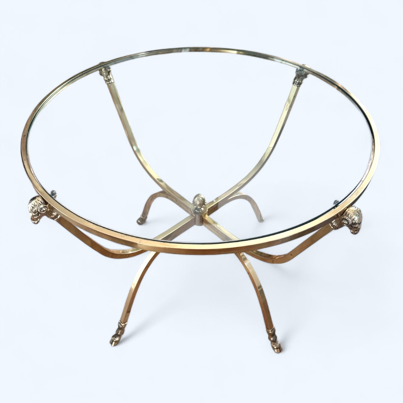 Luxury Aries Head Vintage Heavy Brass Coffee Table