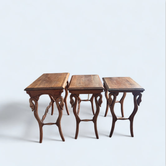 Antique Swan Nesting Tables (Set of 3) from 1850