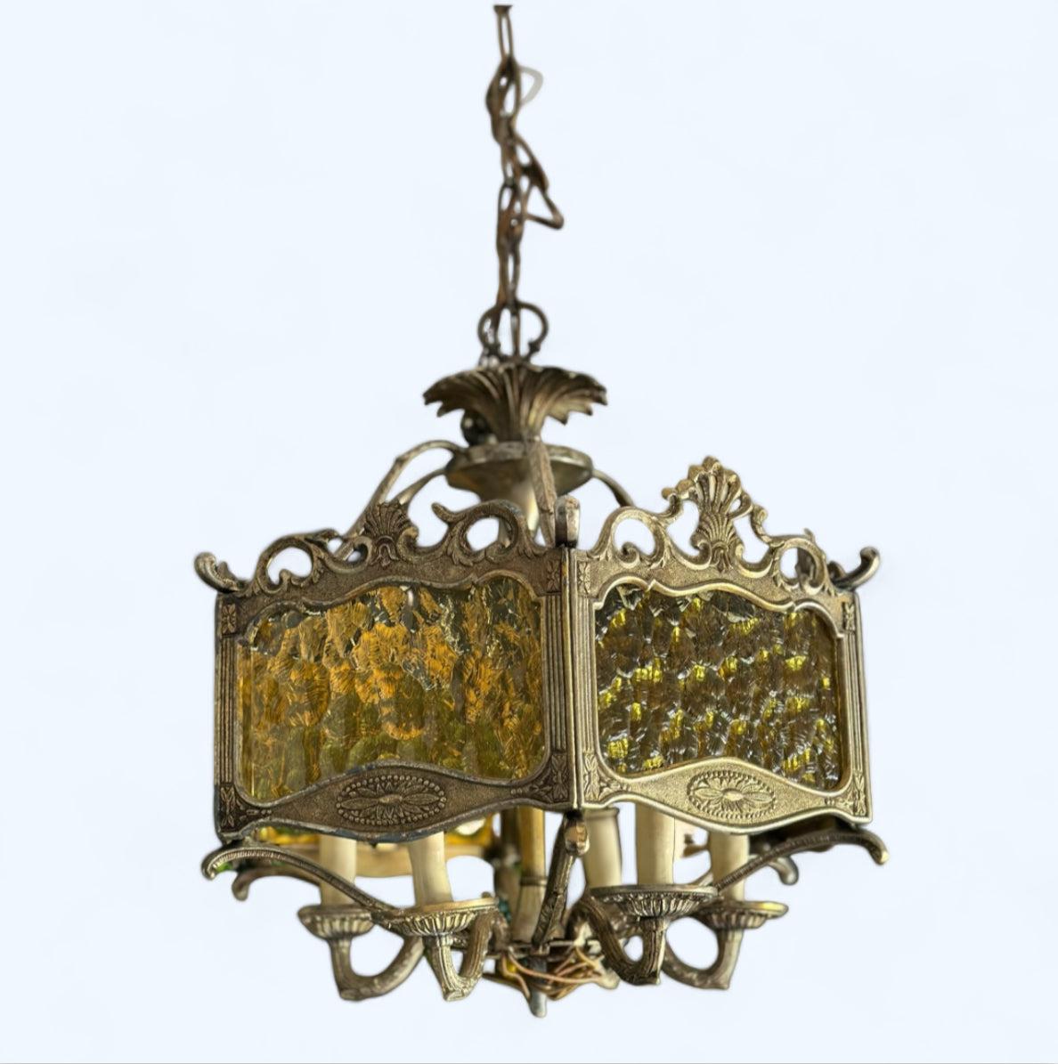 Antique Amber Glass Chandelier