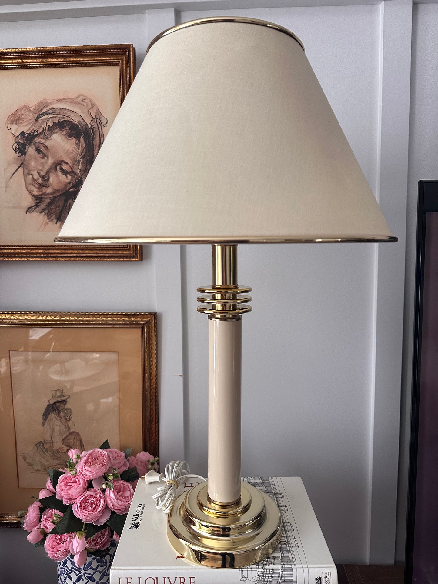 Classic Vintage Taupe Cream Lamp