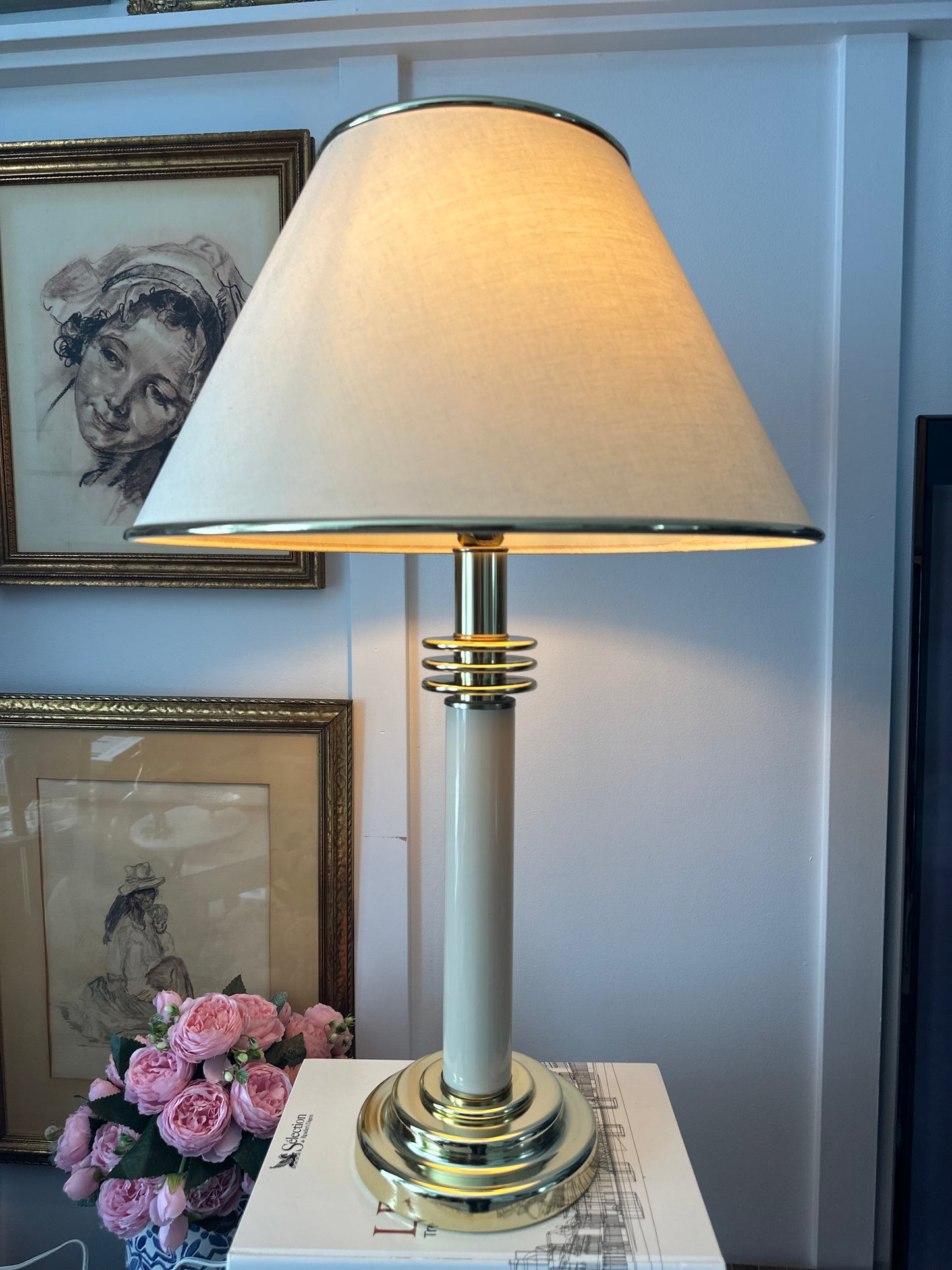 Classic Vintage Taupe Cream Lamp