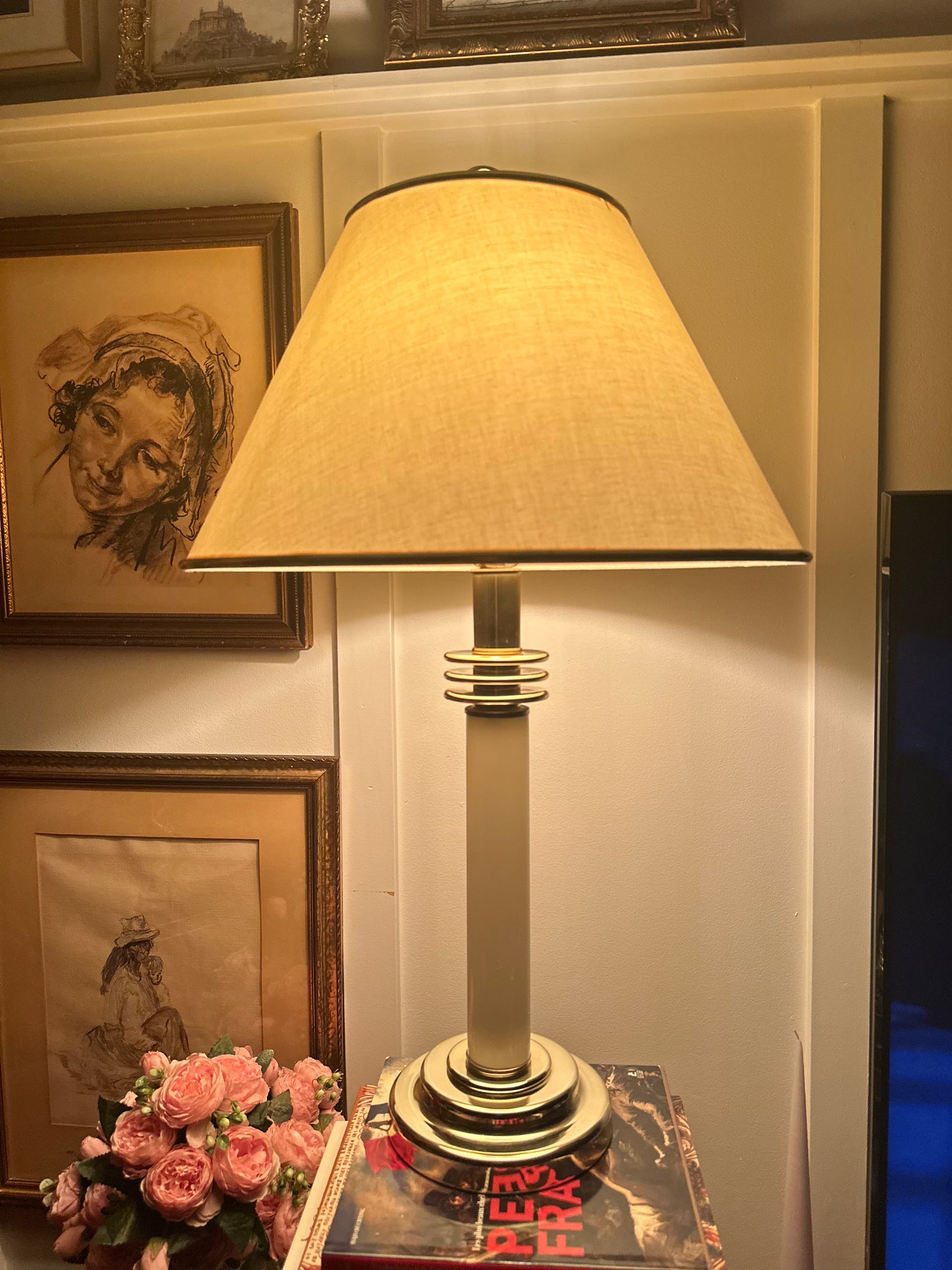 Classic Vintage Taupe Cream Lamp