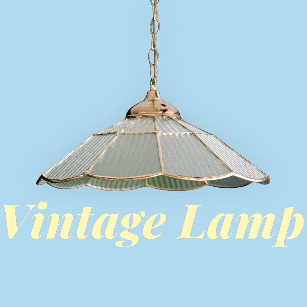 Vintage Brass Pendant with Gold Chain and Lancaster Shade