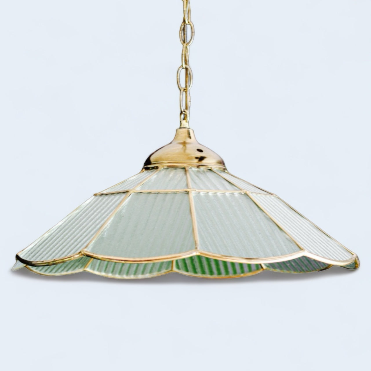 Vintage Brass Pendant with Gold Chain and Lancaster Shade