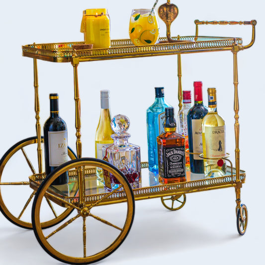 1970's Italian Gold Vintage Bar Cart