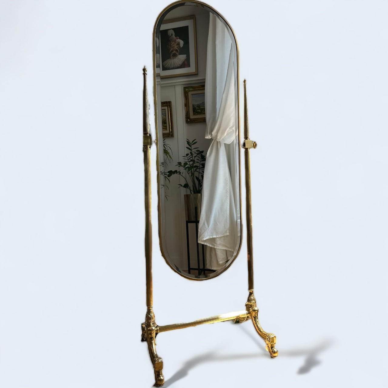 Italian Vintage Brass Standing Mirror