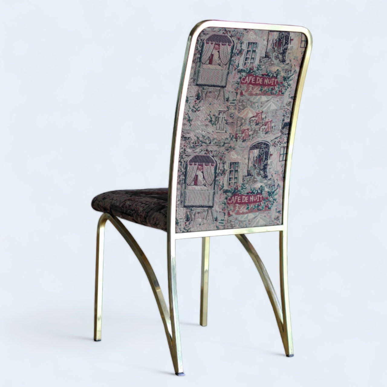 Mid-Century Hollywood Regency Dining Chairs with Brass Frame, Set of 6