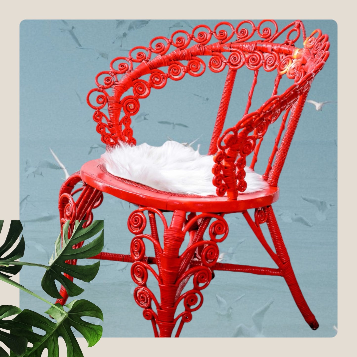 Vintage Red Rattan Chair 1950’s