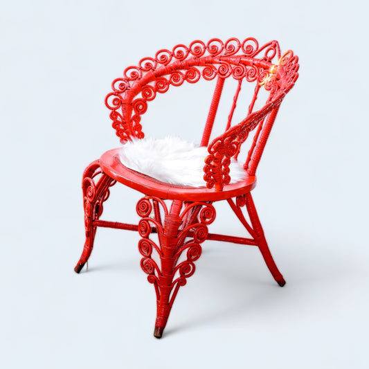 Vintage Red Rattan Chair 1950’s