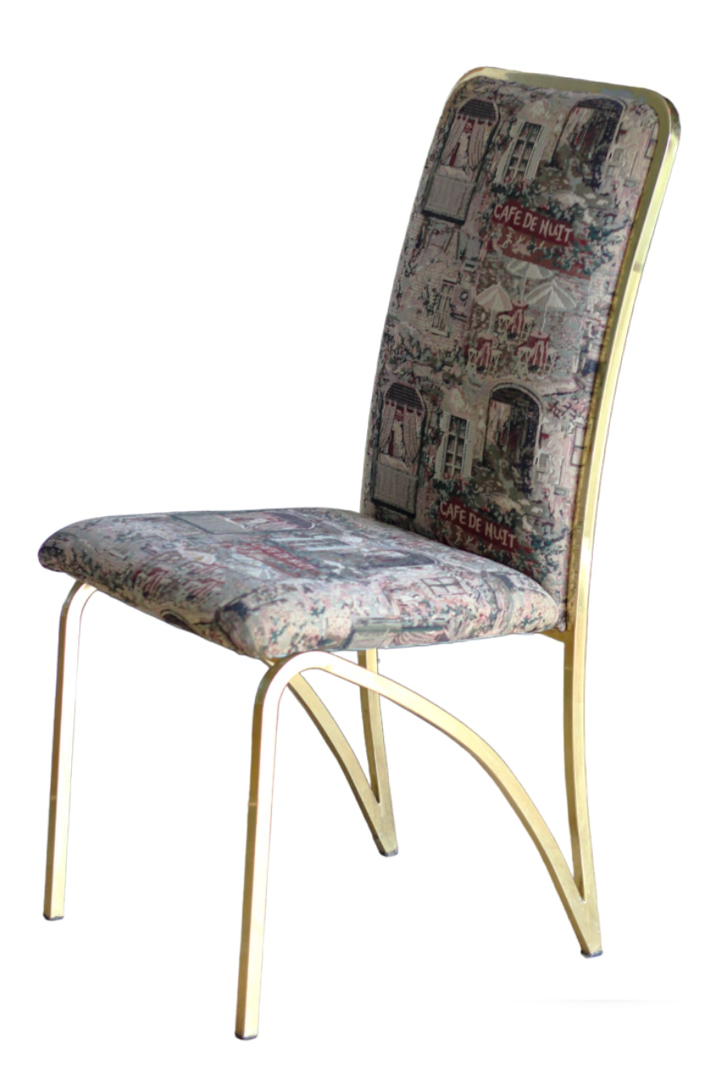 Mid-Century Hollywood Regency Dining Chairs with Brass Frame, Set of 6